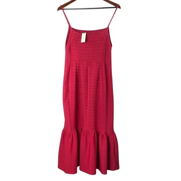 ANTHROPOLOGIE Hutch Square Neck Slim Midi Dress In Cranberry Size L -NWT - Picture 4 of 10